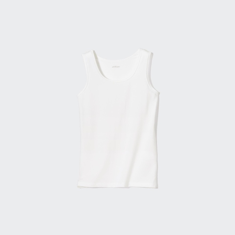 UNIQULO kids AIRism cotton blend tank top white 130(7-8y)-2 pack